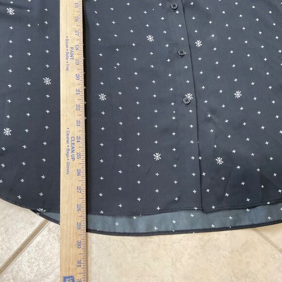 Ava & Viv career blouse plus size 3X black w star print long sleeve button up - Picture 5 of 12
